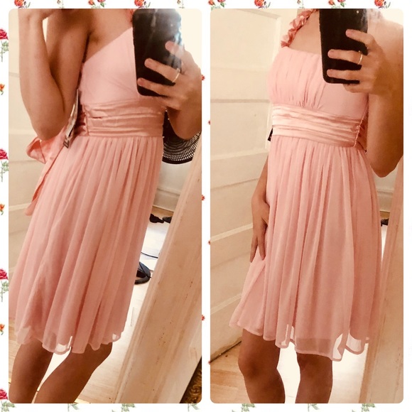 light pink one shoulder dress
